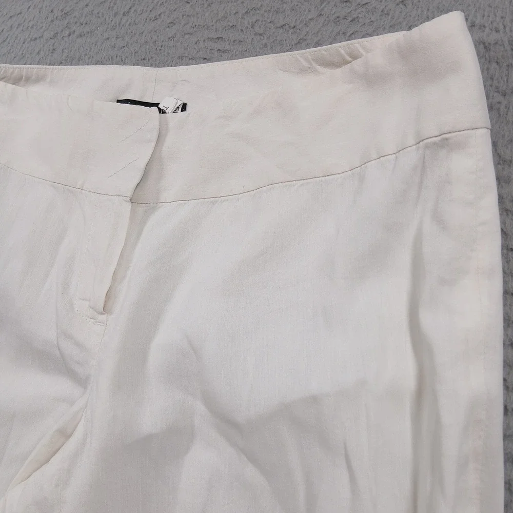 Theory Madiline Linen Blend Wide Leg Trousers Women's 6 Off-White Ivory EUC